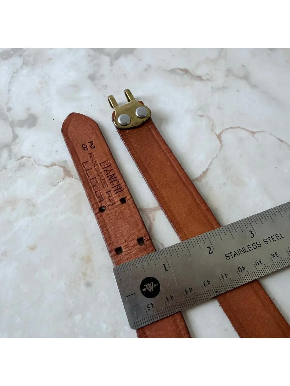 Vintage Bianchi Handmade For L.L. Bean Leather Rifle Sling Belt - Size 28